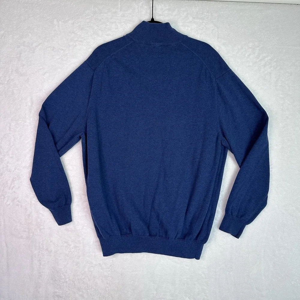 Jos A Bank Mens 1/4 Zip Size XL Blue Pima Cotton Sweater EUC